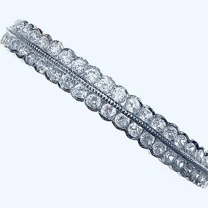 Hinged bangle bracelet 925 FAS double pave diamond crystals Valentines estate